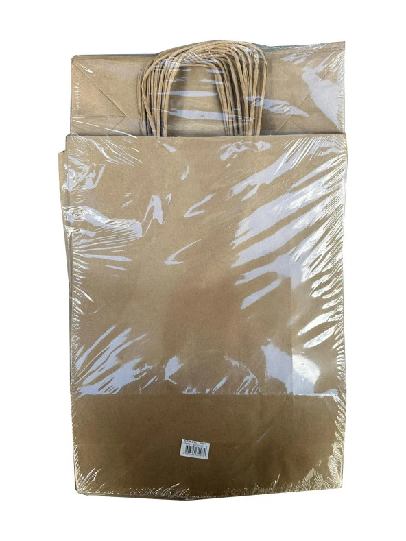 Büküm Saplı Kraft Kağıt Çanta Karton Hediyelik Poşet Torba - Sarı - 18x24 Cm. -25 Adetlik 4 Paket ürün görseli 1