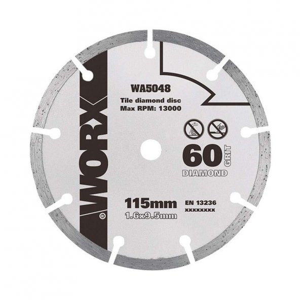 WORX WA5048 115x9,5mm Fayans, Seramik, Mermer Kesme Soketli Elmas Daire Testere Bıçağı ürün görseli 1