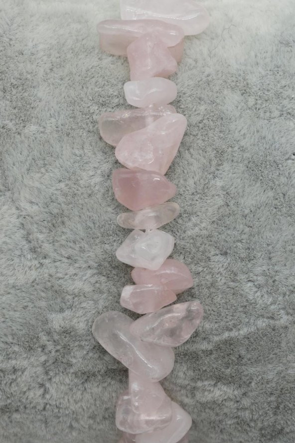 Pembe Kuvars Doğal Taş Kırıktaş Bileklik - Resim 2