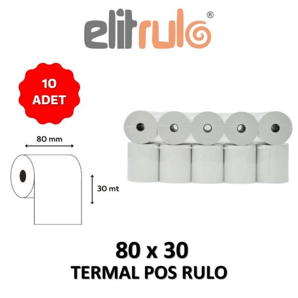 Elitrulo Termal Pos Rulo 80mm x 30mt - 10 Adet ürün görseli 1