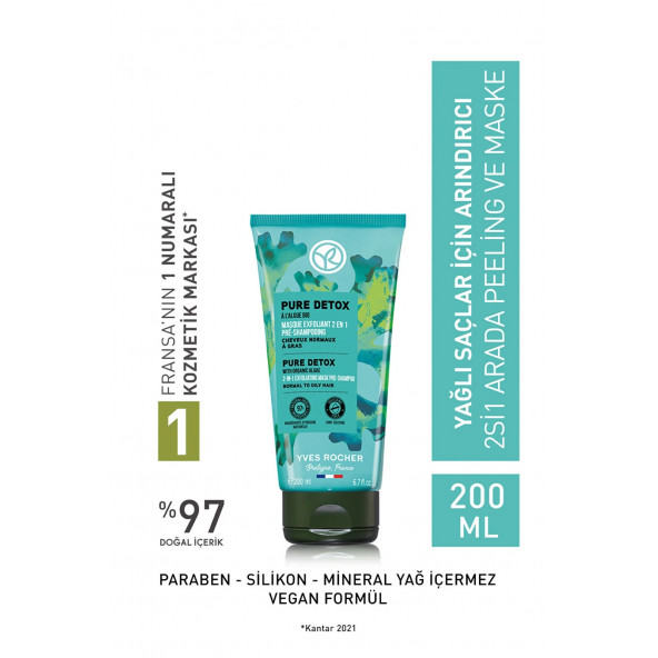 YVES ROCHER Yağlı Saçlar Için Arındırıcı 2si1 Arada Peeling Ve Maske ürün görseli 1