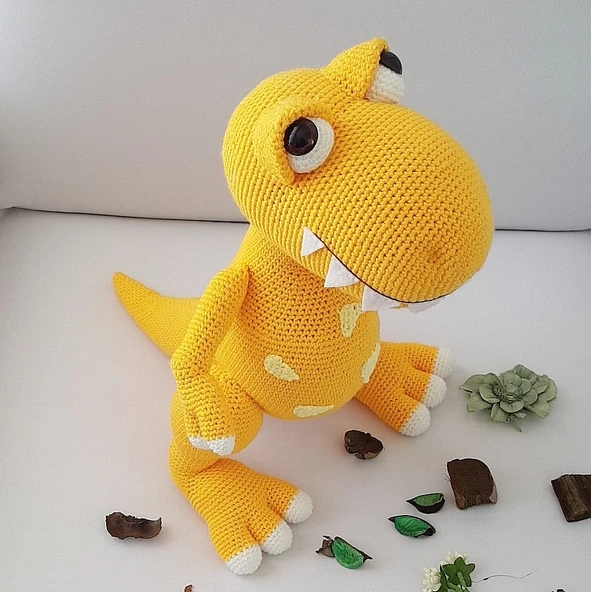 Sevimli Dino Amigurumi Organik Oyuncak ürün görseli 1