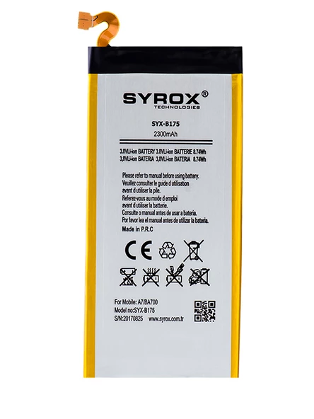 Syrox Samsung Galaxy A7 (BA700) Batarya 2300 mAh B175 ürün görseli 1