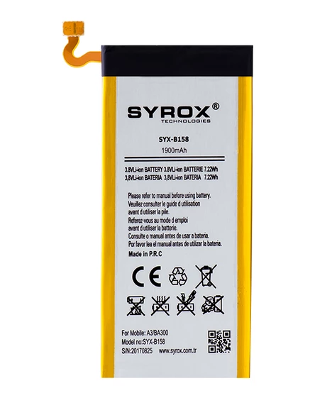 Syrox Samsung Galaxy A3 (BA300) Batarya 1900 mAh B158 ürün görseli 1