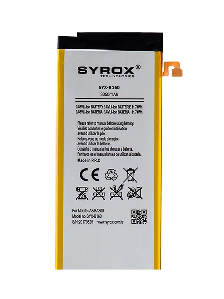 Syrox Samsung Galaxy A8 (BA800) Batarya 3050 mAh B160 ürün görseli 1