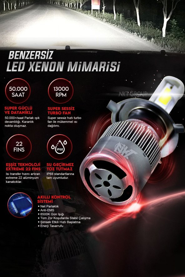 Opel Astra H (2005 - 2009) Kısa Far Xenon Led Şimşek Etkili Beyaz H7 ürün görseli 1