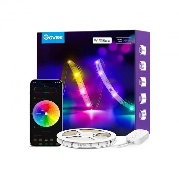 Govee RGBIC Basic Wifi + Bluetooth LED Şerit - 5 Metre ürün görseli 1
