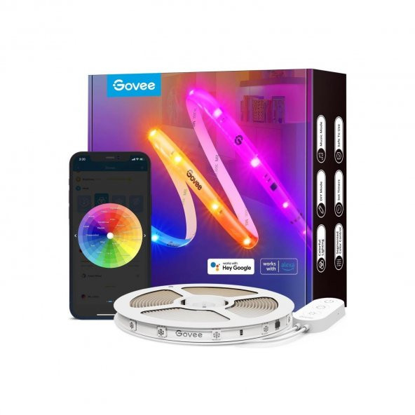 Govee RGBIC Wifi + BT LED Şert Kaplamalı 5M ürün görseli 1