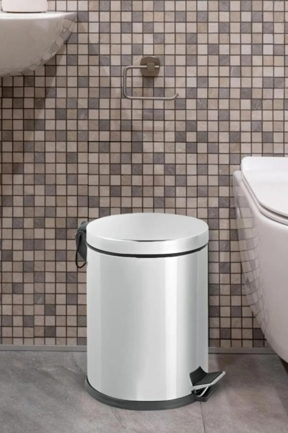 Paslanmaz Çelik 12 Litre Pedallı İç Kovalı Çöp Kovası - Resim 2
