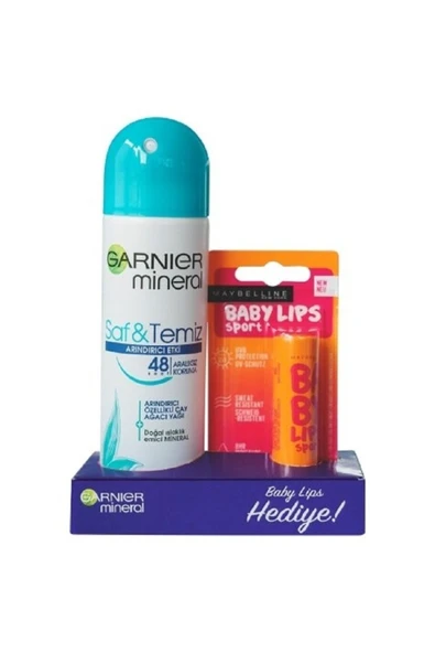 GARNIER DEO WOMEN 150ML+BABY LİPS DUDAK KORUYUCU SET-SAF&TEMİZ ürün görseli 1