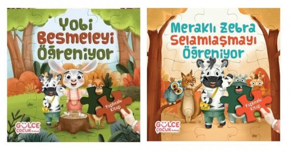 Yapbozlu Kitap Seti 2 Kitap (Meraklı Zebra Selamlaşmayı Öğreniyor + Yobi Besmeleyi Öğreniyor) ürün görseli 1