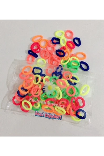 2 Adet Papatya Şeffaf Çantalı Mini Lastik Toka (2x100=200 Adet) ürün görseli 1