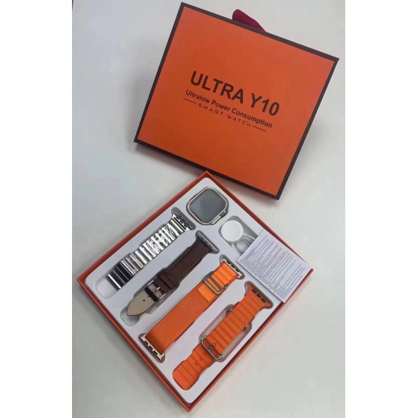 HEDİYELİK ULTRA Y10 AKILLI SAAT-ÇELİK KORDON+3 YEDEK KORDON ürün görseli 1