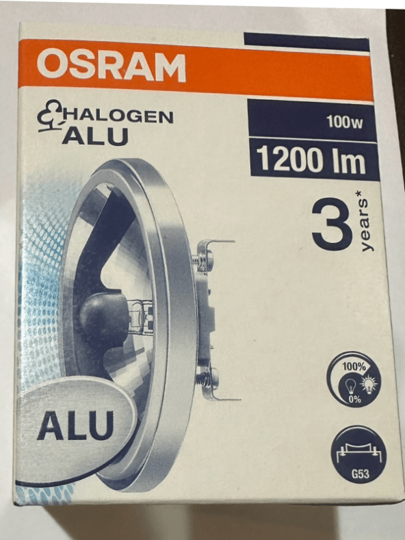 Osram Halogen Alu 3050K (Sarı Işık) 100W 12V G53 Duylu Halospot ürün görseli 1