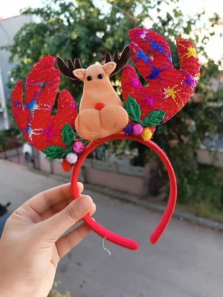 Yeni Yıl Christmas Kırmızı Yaylı Taç Çocuk Yetişkin için Uygundur ürün görseli 1