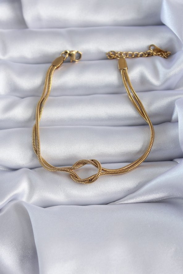 316L Çelik Gold Renk Düğüm Model Kadın Bileklik ürün görseli 1