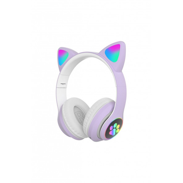 Sonia Bass A Kalite Kedi Kulağı Detaylı Bluetooth Kablosuz Rengarenk Işıklı Mor Oyuncu Kulaklık ürün görseli 1