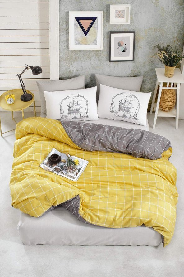 Ranforce Çift Kişilik Nevresim Seti Trendy Colors Sarı ürün görseli 1