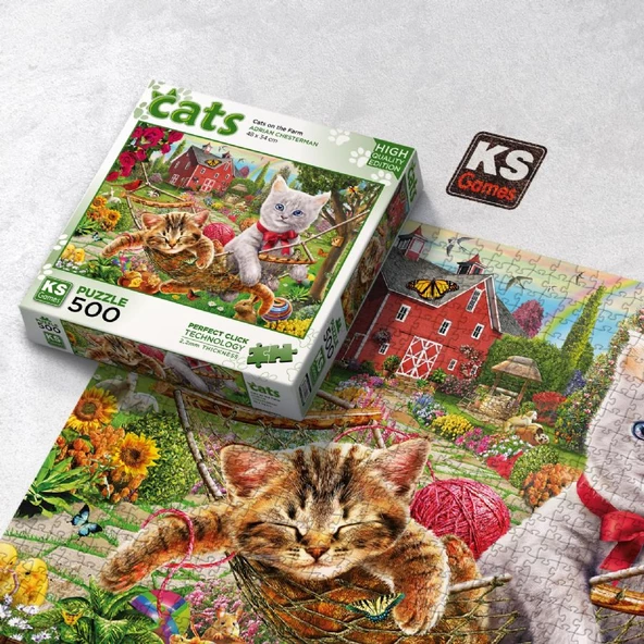 KS Games 500 Parça Çiftlikteki Kediler Puzzle - Resim 3