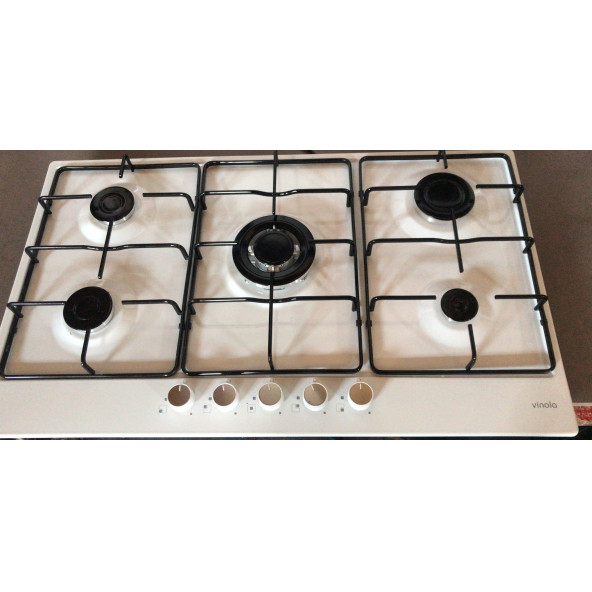 Vinola MOG.9610.111.0221510010 BEYAZ EMAYE 90 cm Wok Gözlü Ankastre Ocak - Doğalgaz ürün görseli 1