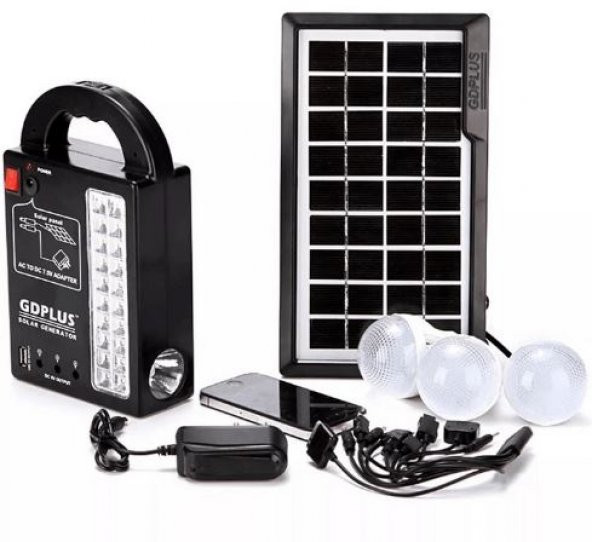 Powermaster GD-999 Güneş Enerjili Solar Aydınlatma Sistemi 3 Ampullü Powerbank Özellikli Taşınabilir Kamp Seti ürün görseli 1