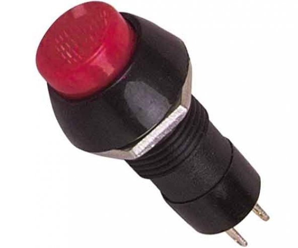IC-191 Kırmızı 2 Pin Basmalı On-Off Anahtar Buton 10Mm ürün görseli 1