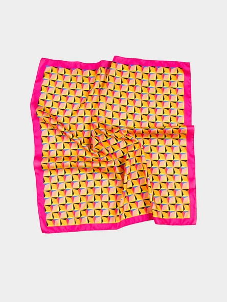 Fuşya Geometrik Desen Bandana-Fular ürün görseli 1