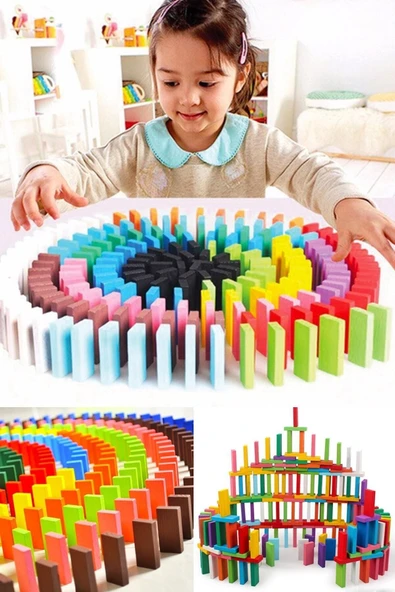 BamBamToys 100 Parça Renkli Ahşap Domino Taşı Seti ürün görseli 1