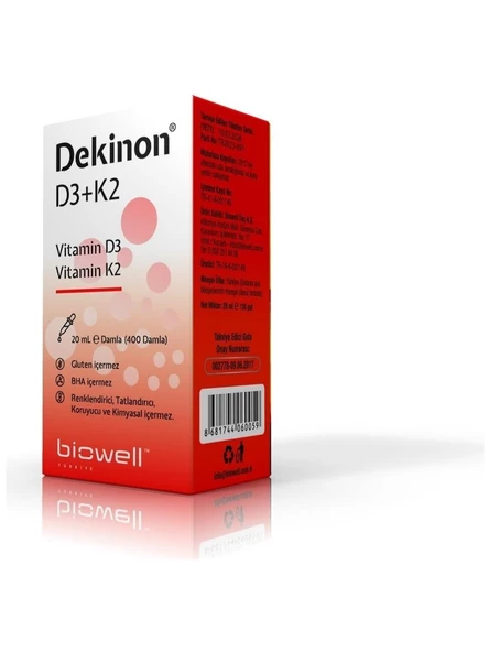 Dekinon D3 + K2 Vitamini 400 Damla 20 ml ürün görseli 1