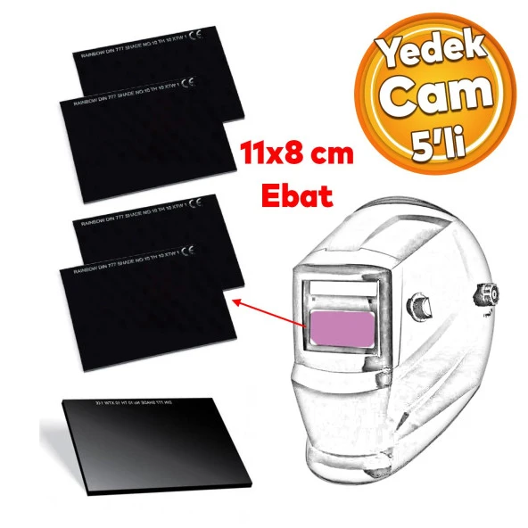 Kaynak Baş Maskesi El Tipi Kaynak Maske Yedek Camı 10 Numara Filtre 3 mm Kalınlık 5 Adet ürün görseli 1