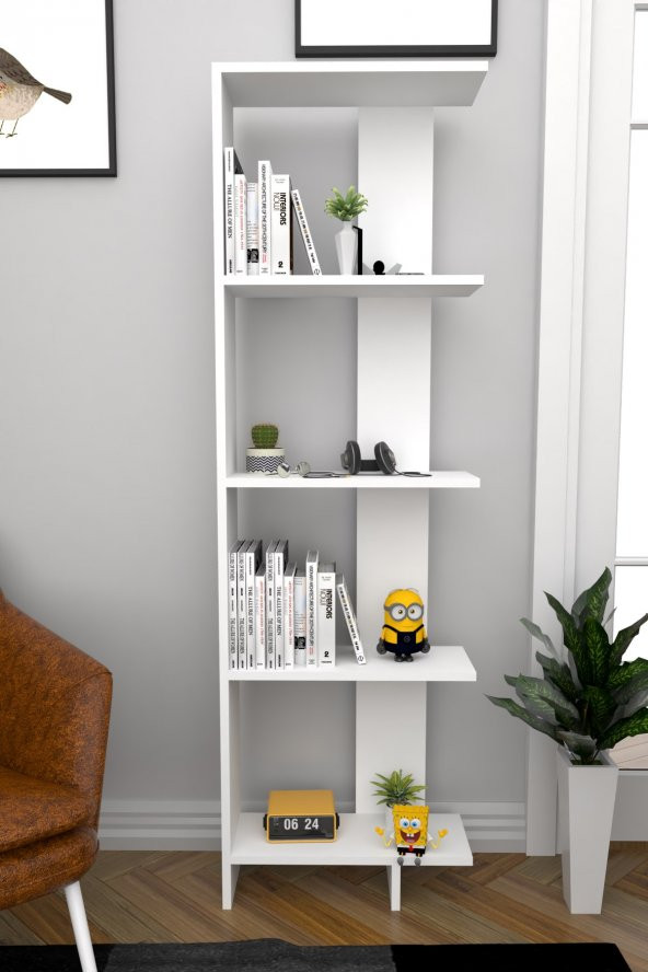 Moonlife Basic Dekoratif Kitaplık Beyaz ürün görseli 1