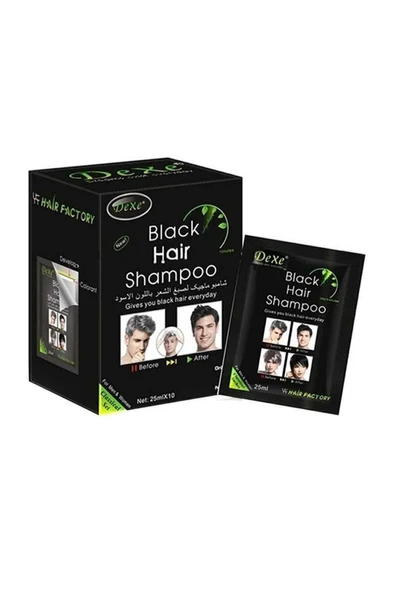 Dexe Black Hair Shampoo Beyaz Saç Kapatıcı Siyah Şampuan Boya 10lu Paket ürün görseli 1