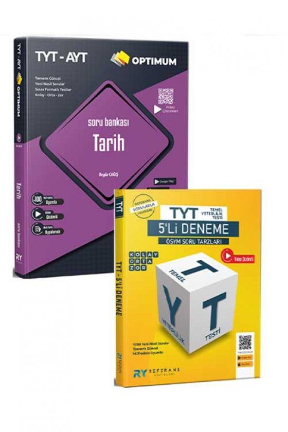 2024 Optimum TYT AYT Tarih Soru Bankası TYT 5 li Tüm Dersler Deneme Seti Referans Yayınları ürün görseli 1