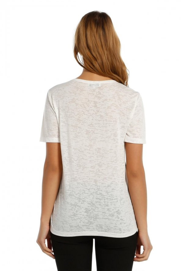 Çiçek Baskılı Devore Bluz T-shirt - Resim 2