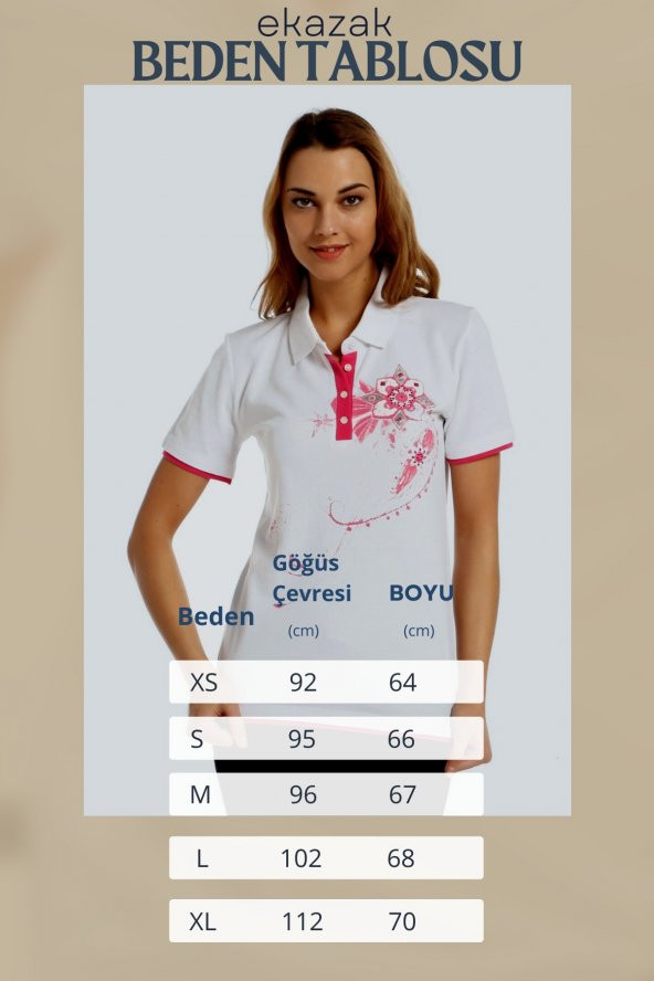 Beyaz Polo Yaka KadınT-shirt - Resim 5