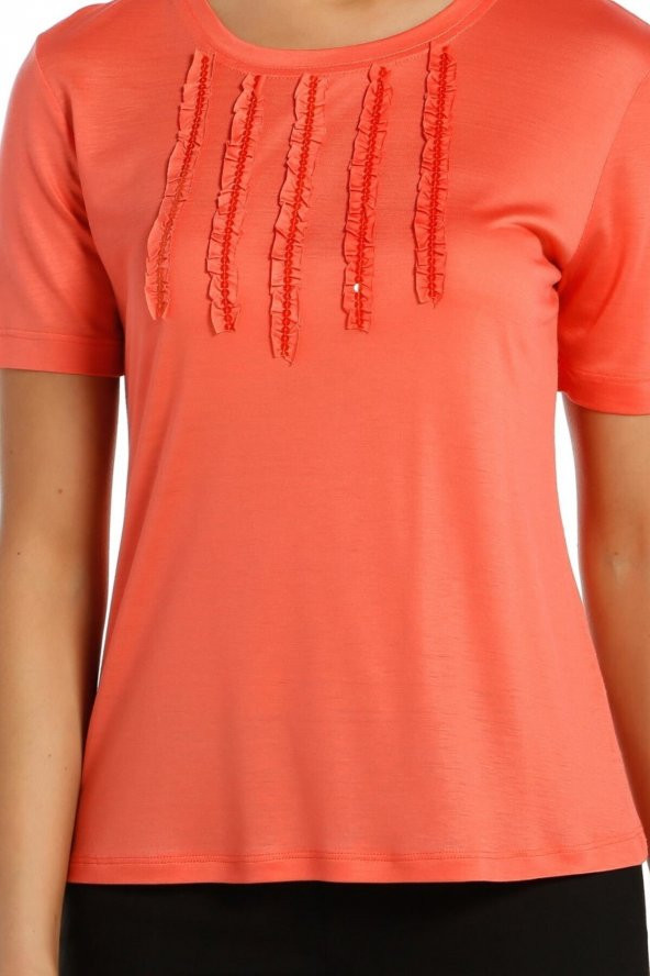 Payet Detaylı Merserize Süper Lüks Örme Kumaş T-shirt - Resim 5