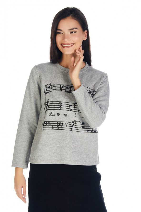 Crystal Taş Baskılı Sweatshirt - Resim 3