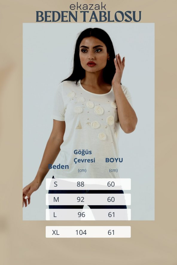 Yelken Baskı Ve Nakış Detaylı Merserize Örme T-shirt - Resim 6