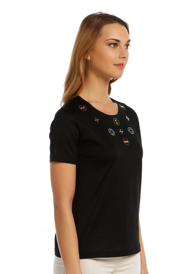 Taş Detaylı T-shirt - Resim 5
