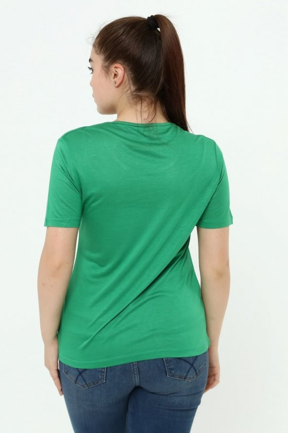 Yelken Baskı Ve Nakış Detaylı Merserize Örme T-shirt - Resim 8