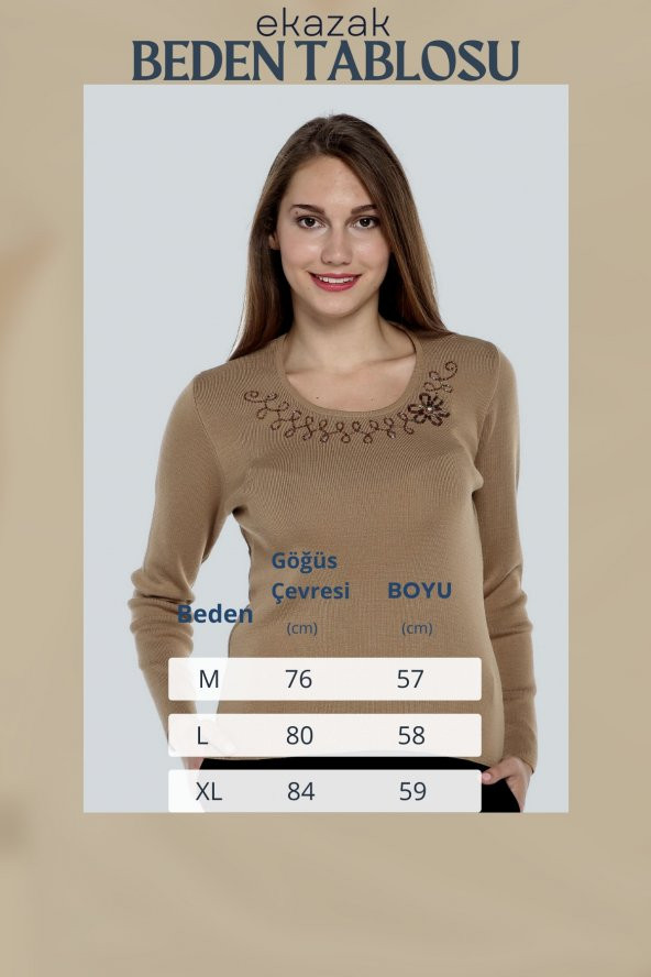 Boncuk Işlemeli Triko Kazak - Resim 4