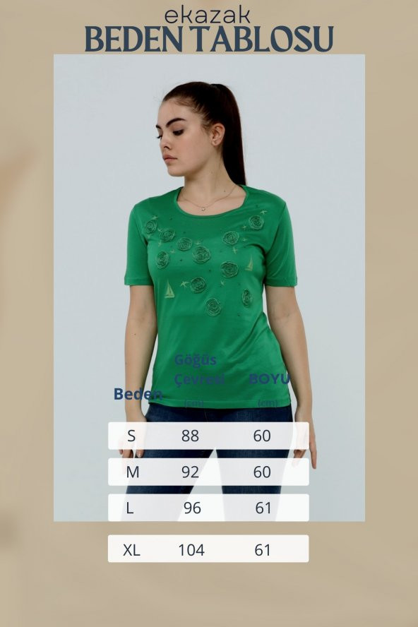 Yelken Baskı Ve Nakış Detaylı Merserize Örme T-shirt - Resim 12