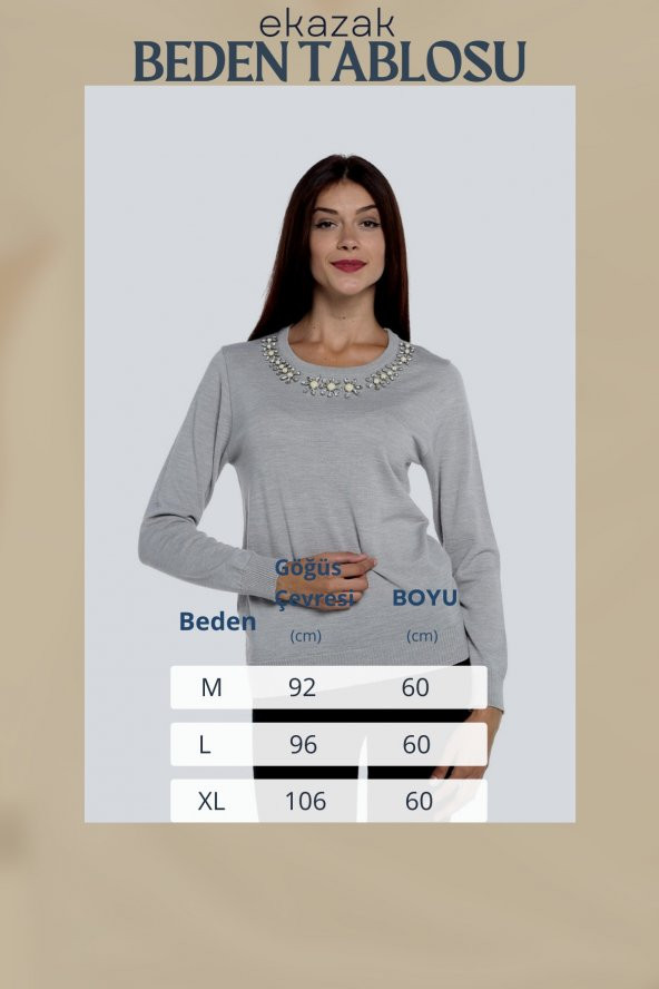 Kristal Taş Işlemeli Kazak - Resim 5
