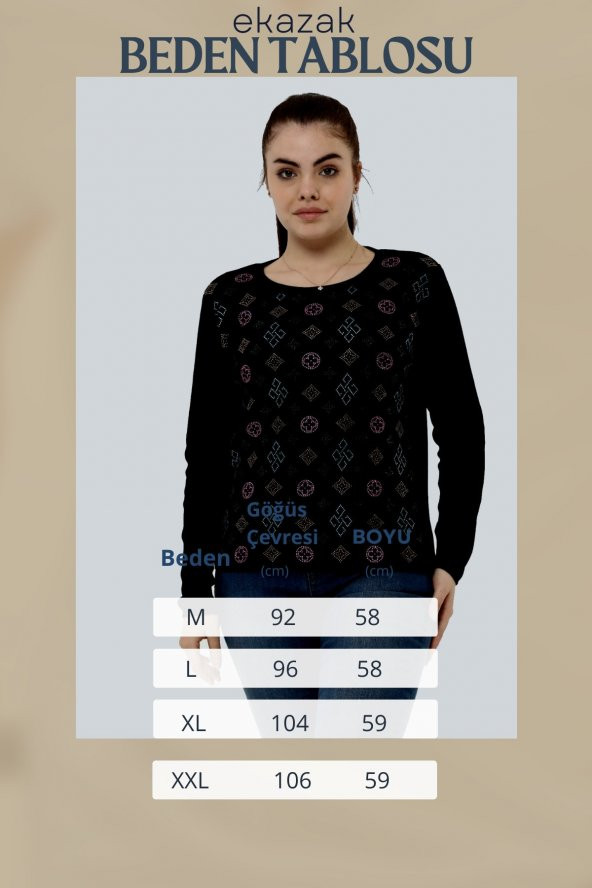 Kristal Taş Baskılı Luxurytriko Kazak - Resim 5