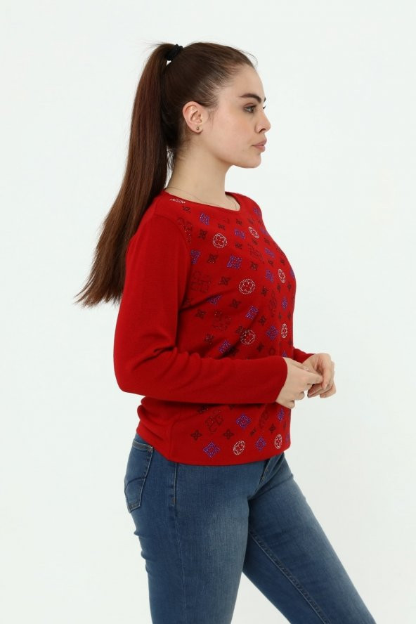 Kristal Taş Baskılı Luxurytriko Kazak - Resim 7
