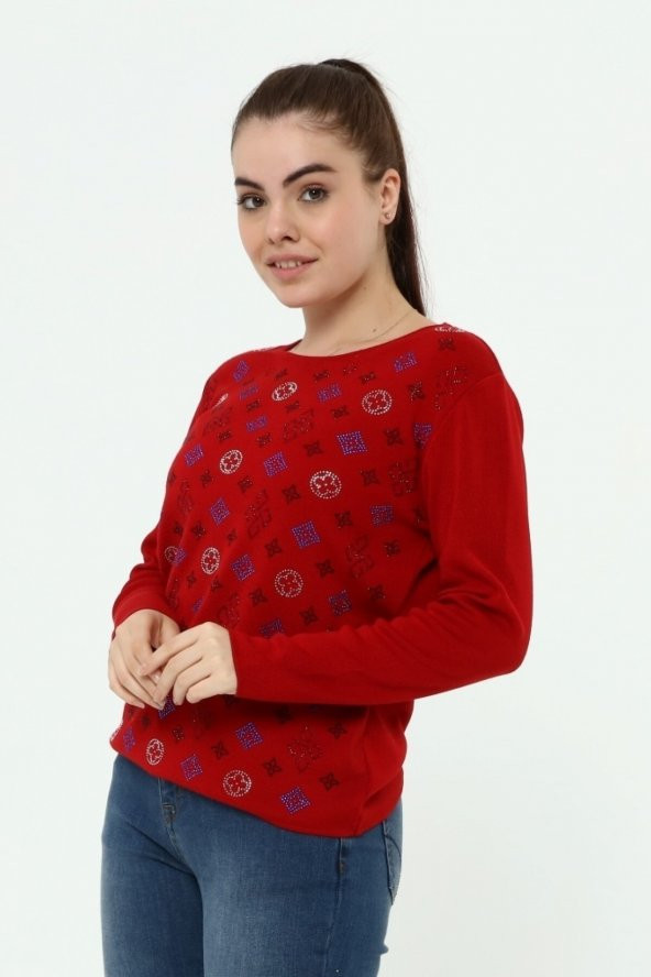 Kristal Taş Baskılı Luxurytriko Kazak - Resim 8
