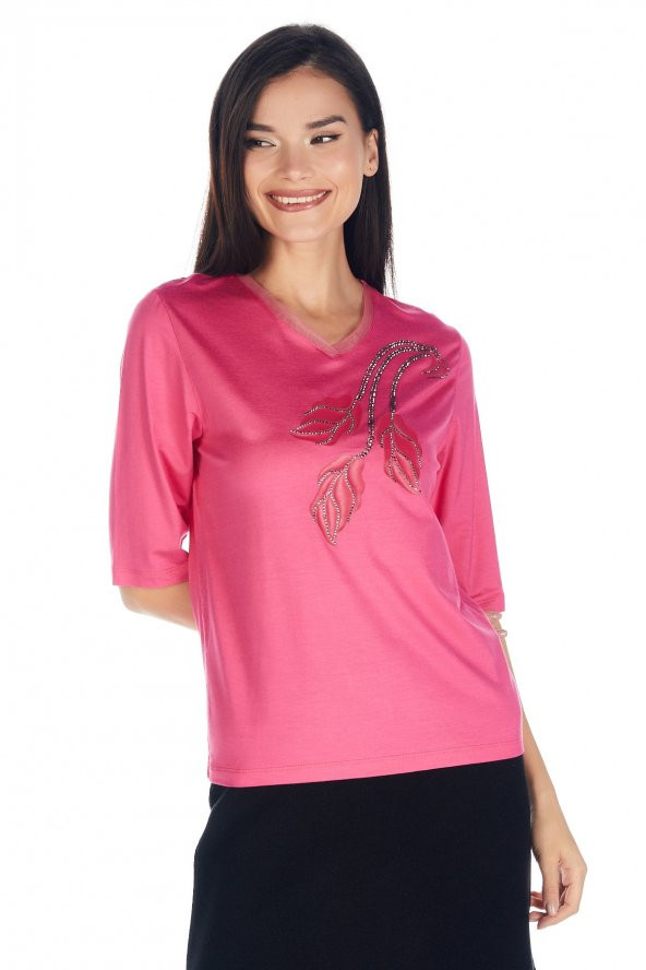 Kadın Lale/tulip Viskoz-lycra T-shirt Bluz ürün görseli 1