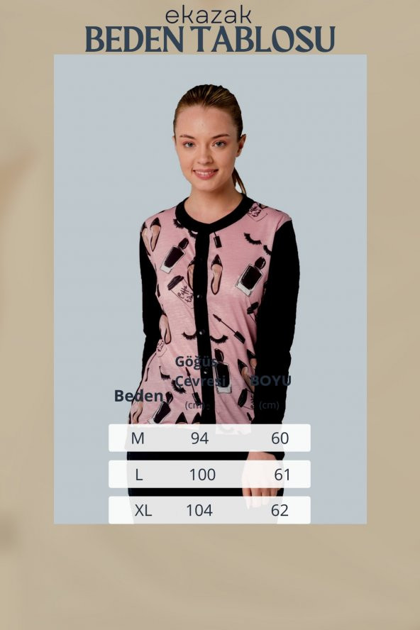 Kristal Make-up Baskılı Luxury Triko Örme Hırka - Resim 5