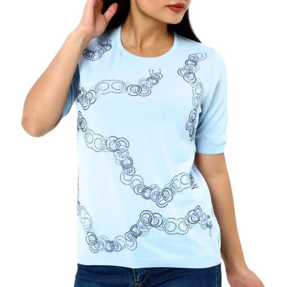 Kristal Taşlı Triko Bluz - Resim 3