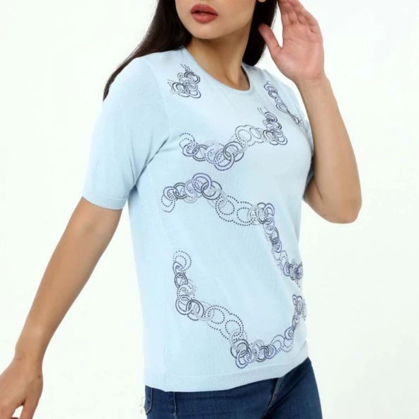 Kristal Taşlı Triko Bluz - Resim 4